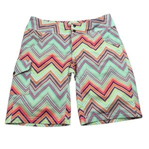 Shredly Womens 8 Multicolor Striped MTB Cycle Biking Athletic Shorts 11" Inseam